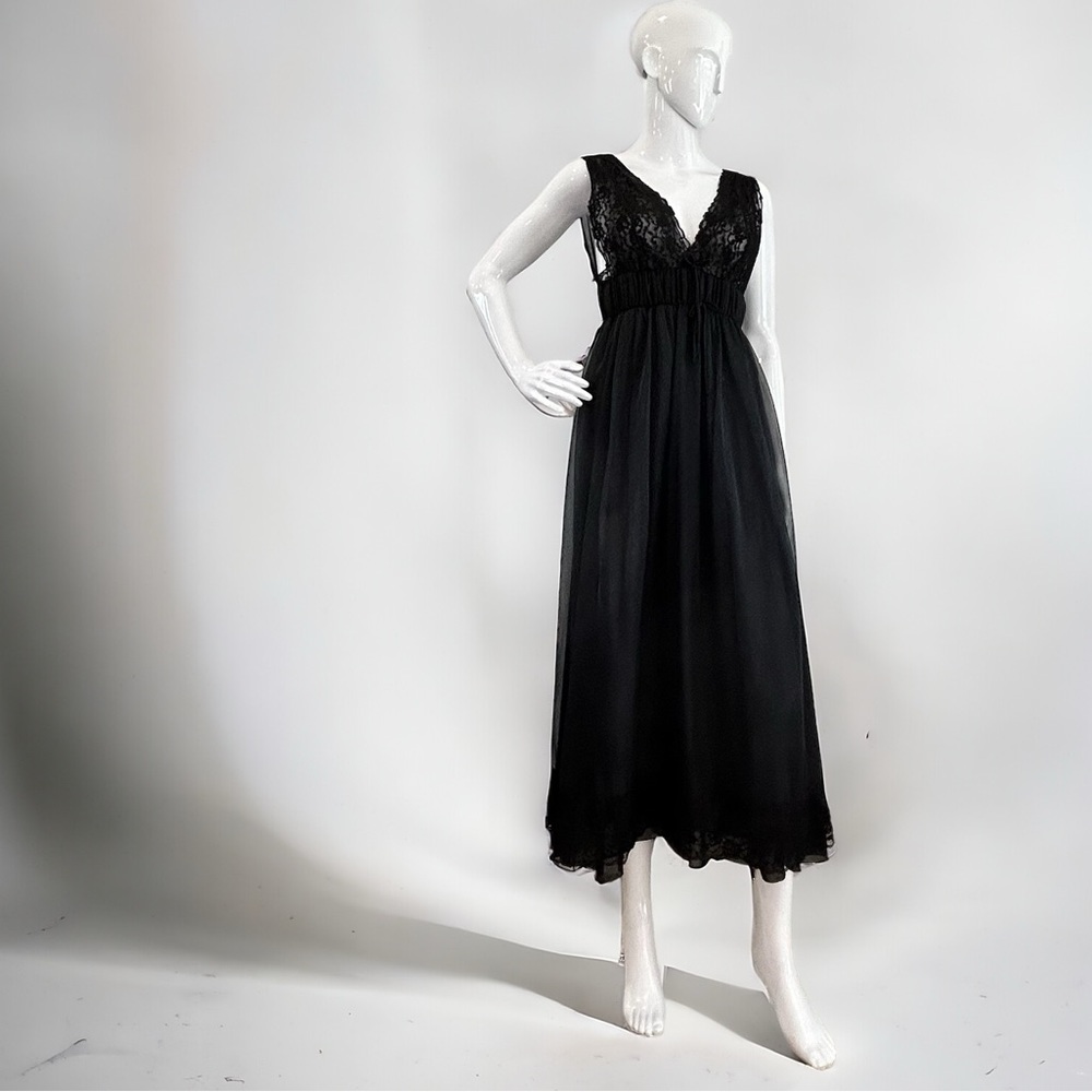 Vintage 60s Greek Goddess Style Black Négligée